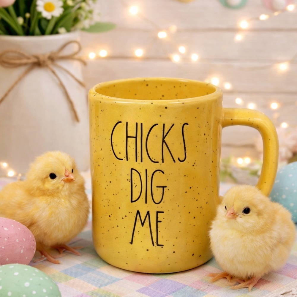 Rae Dunn CHICKS DIG ME Mug